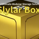 A shiny gold Slylar Box sits below the text The Ultimate Modular Storage Solution, representing a sleek and modern storage product.